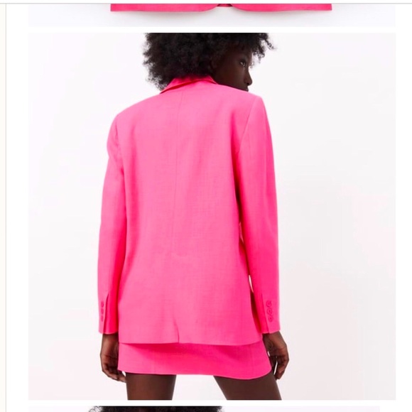 NWT GORGEOUS ZARA STRAIGHT BLAZER WITH POCKETS Fuchsia size S Blogger Favorite - Picture 5 of 16